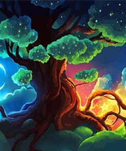 Aesthetic Tree Night And Day Diamond Painting