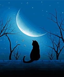 Aesthetic Lonely Cat Silhouette Diamond Painting