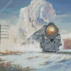 Aesthetic Train In Snow Art Diamond Painting