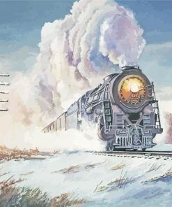 Aesthetic Train In Snow Art Diamond Painting