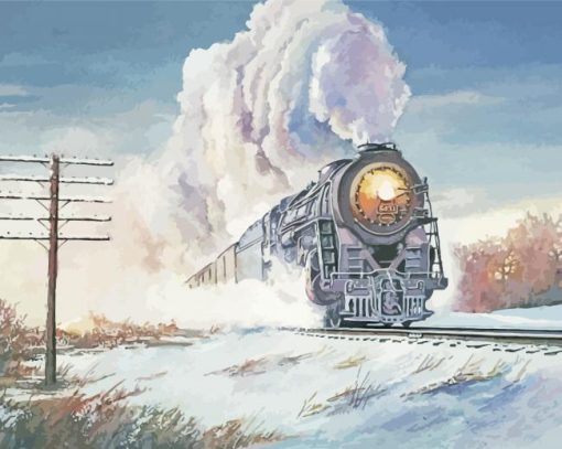 Aesthetic Train In Snow Art Diamond Painting