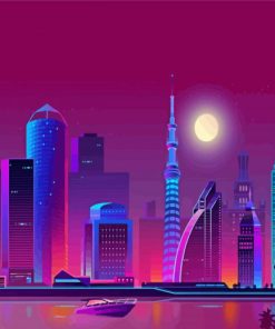 Cool Purple City Diamond Paintings