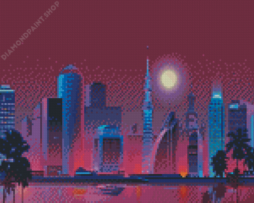 Cool Purple City Diamond Paintings