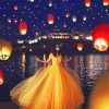 Girl And Lanterns In The Sky Diamond Paintings