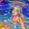 Girl With Colorful Hair Art Diamond Paintings