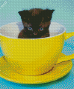 Kitten In Cup Diamond Painting