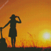 Lady And Guitar Sunset Diamond Paintings