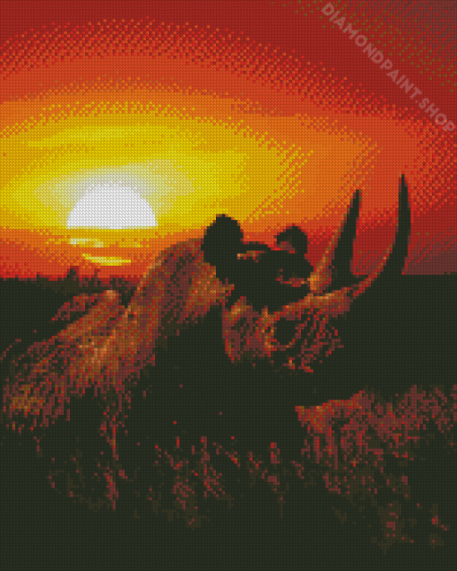 Rhino Sunset Diamond Paintings