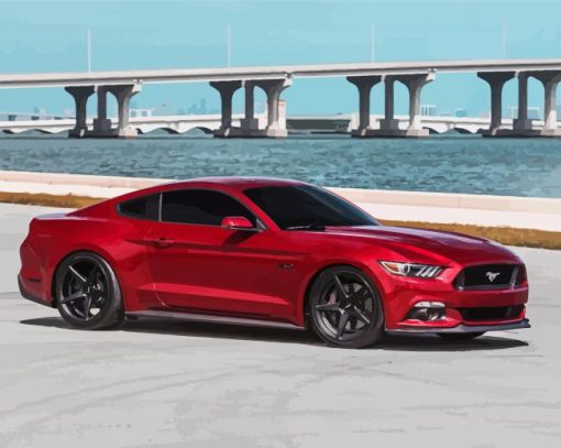 Ruby Red Mustang Gt Diamond Paintings