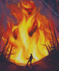 Scary Bear Fire Art Diamond Painting