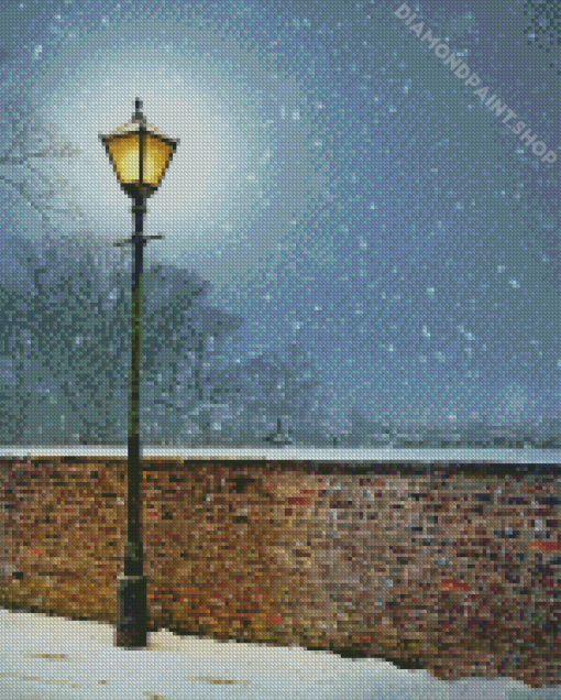 Snowy Victorian Lamppost Diamond Paintings