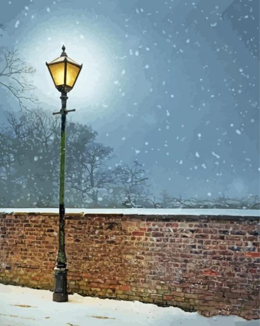 Snowy Victorian Lamppost Diamond Paintings