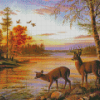 Two Deer By The River Diamond Paintings