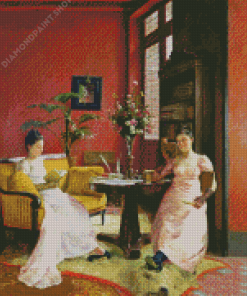 Two Ladies Reading In An Interior Diamond Painting