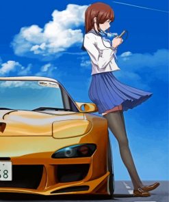 Yellow Anime Car Diamond Paintings