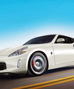 Aesthetic White Nissan 370z Car Diamond Painting