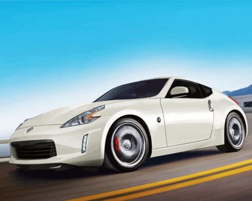 Aesthetic White Nissan 370z Car Diamond Painting