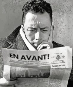 Albert Camus Reading The Newspaper Diamond Painting