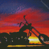 Chopper Bike Sunset Diamond Painting