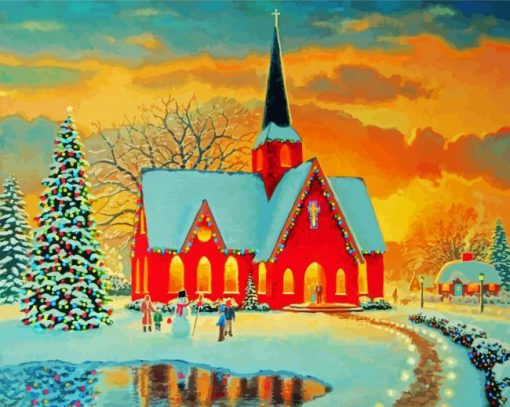 Christmas Church Winter Diamond Painting