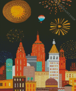 Christmas City Illustartion Diamond Painting