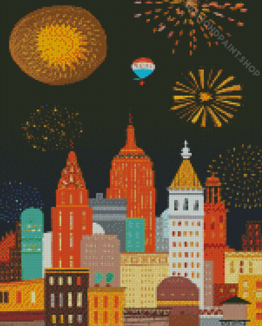 Christmas City Illustartion Diamond Painting