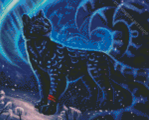 Fantasy Blue Black Cat Diamond Painting