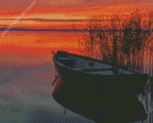 Lake Balaton Boat Sunset Diamond Painting