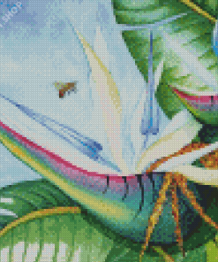 Cool White Bird Of Paradise Plant Diamond Painting