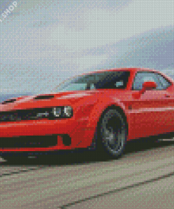 Fast Red Dodge Challenger Scat Diamond Painting