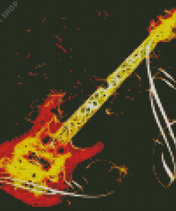 Flaming Guitar Art Diamond Painting