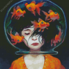 Girl And Gold Fish Diamond Painting