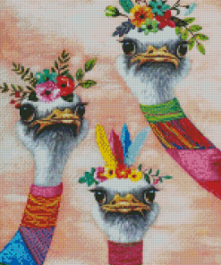 Three Ostriches Diamond Painting