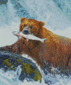 Bear Fishing Diamond Painting