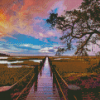 Boardwalk To A Marsh Diamond Painting