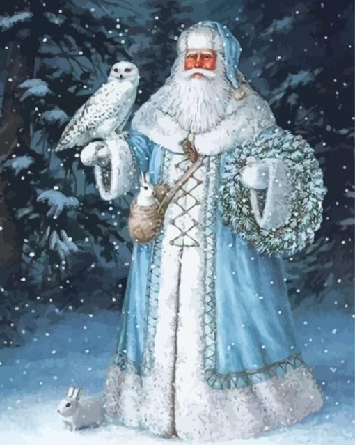 Father Frost And Owl Diamond Painting