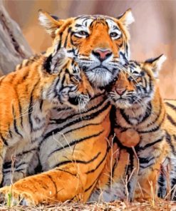 Tiger And Cubs Diamond Painting