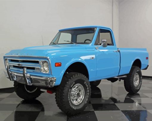 Blue 1968 Chevrolet Truck Diamond Painting