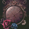 Clock And Flowers Diamond Painting