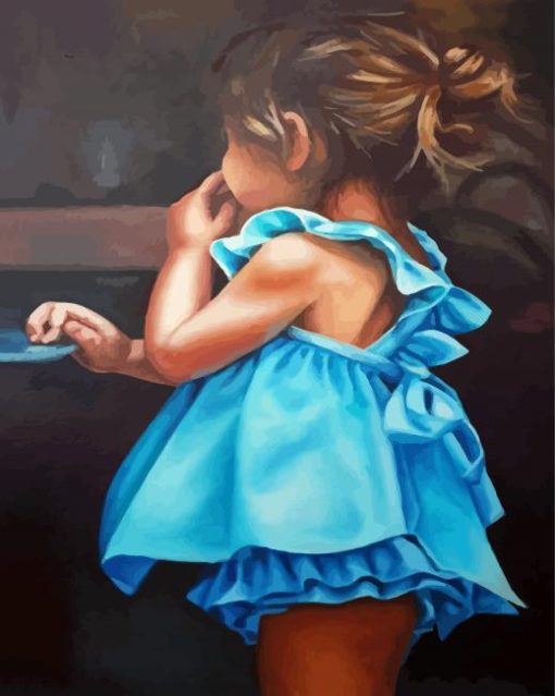 Cute Girl In Blue Diamond Painting