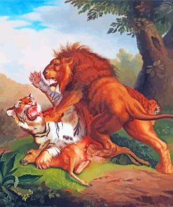 Lion Tiger Fight Diamond Painting