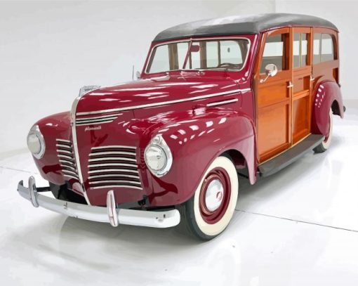 Red Vintage Woody Car Diamond Painting