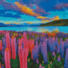 Beautiful Lupines Field Nature Diamond Painting