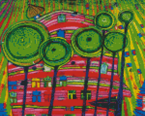 Blobs Grow In Beloved Gardens By Hundertwasser Diamond Painting