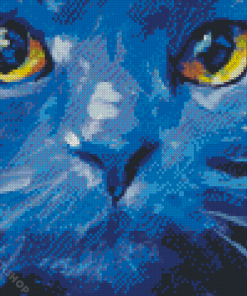 Blue Abstract Cat Art Diamond Painting