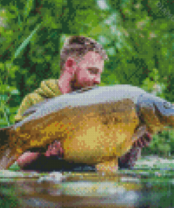 Carp Fishing In Water Diamond Painting