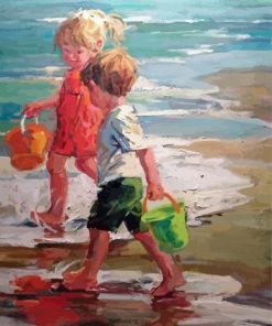 Children On Beach Diamond Painting