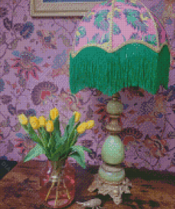 Classic Lampshade And Flowers Diamond Painting