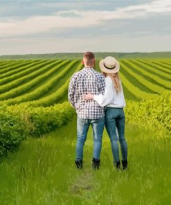 Couple In Farm Field Diamond Painting