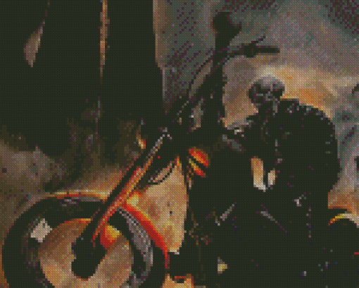 Ghost Rider Motorcycle Rider Diamond Painting